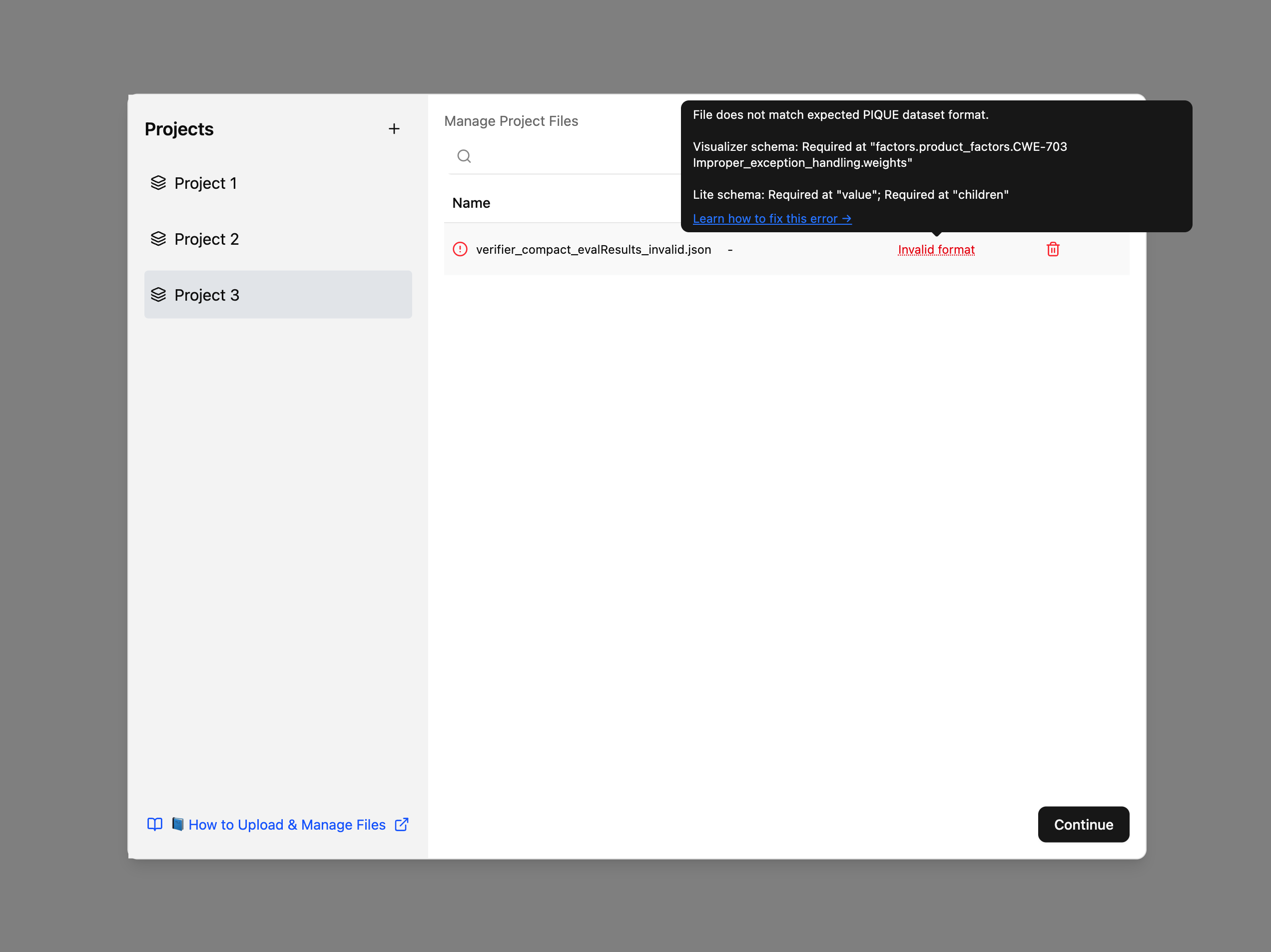 Invalid JSON error message